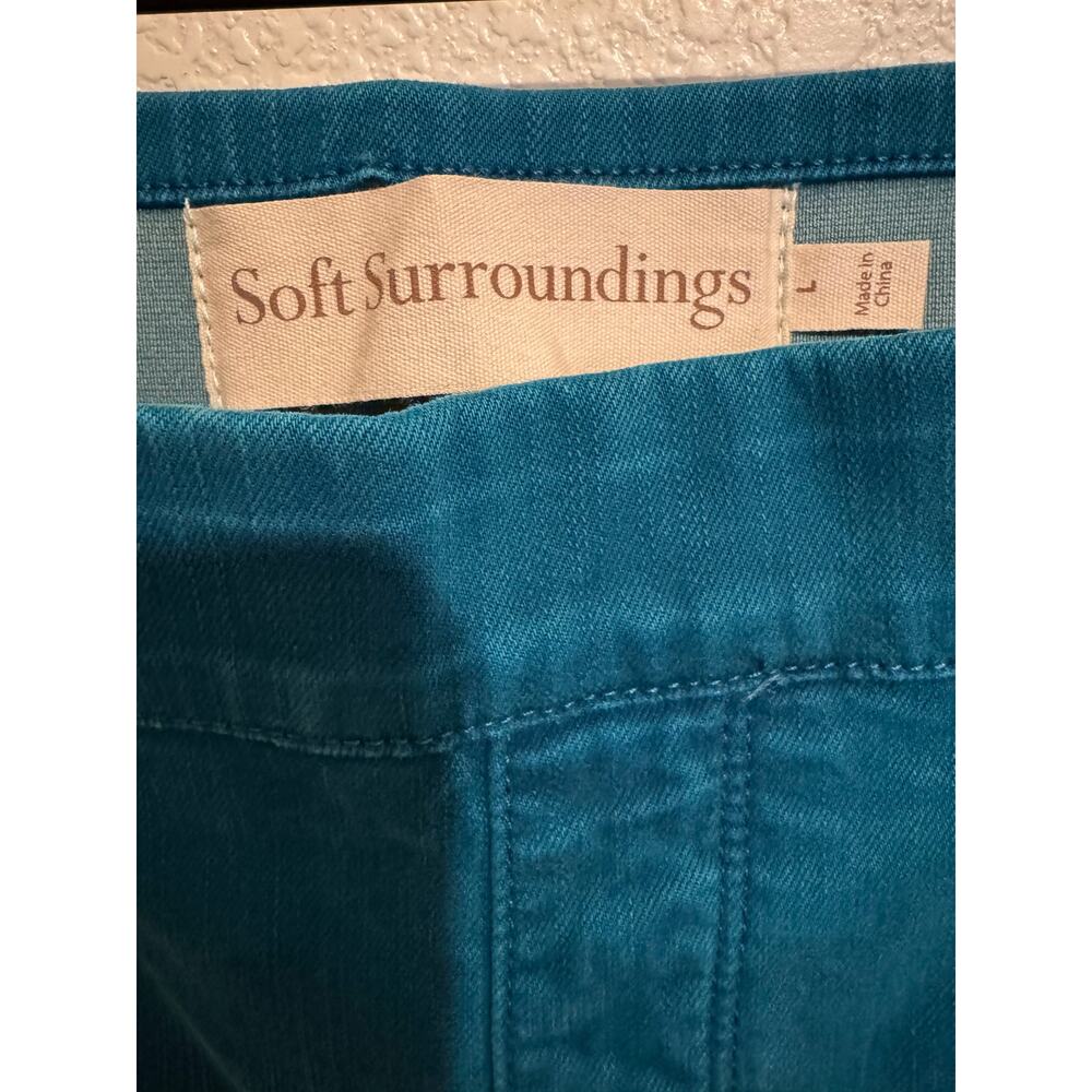 Soft Surroundings Women's Size L Teal Smoothing Full Length Pants Coastal Office - Picture 4 of 10